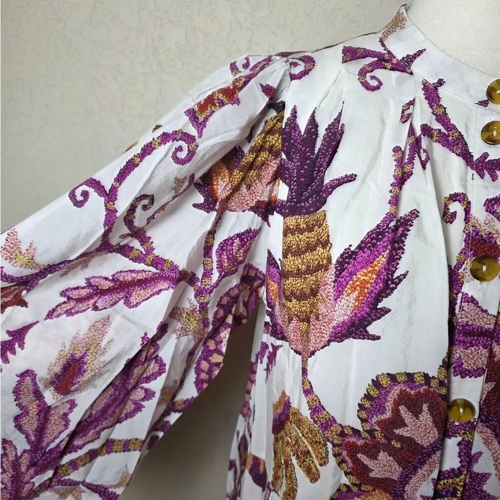 Farm Rio Sunset Tapestry Long Sleeve Shirt Dress Size L - Picture 9 of 13